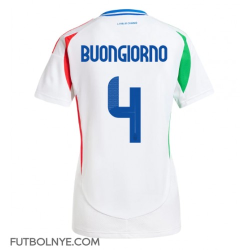 Camiseta Italia Alessandro Buongiorno #4 Visitante Equipación para mujer Eurocopa 2024 manga corta